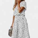Rovena Vestido Midi de Lunares con Cuello Camisero y Cintura Ajustable - Elegancia y Comodidad para Cualquier Ocasión