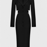 Vestido Blazer Midi Bernice con Diseño Elegante y Espalda Descubierta