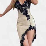 Diana Vestido Midi de Encaje Asimétrico con Paneles Elegantes