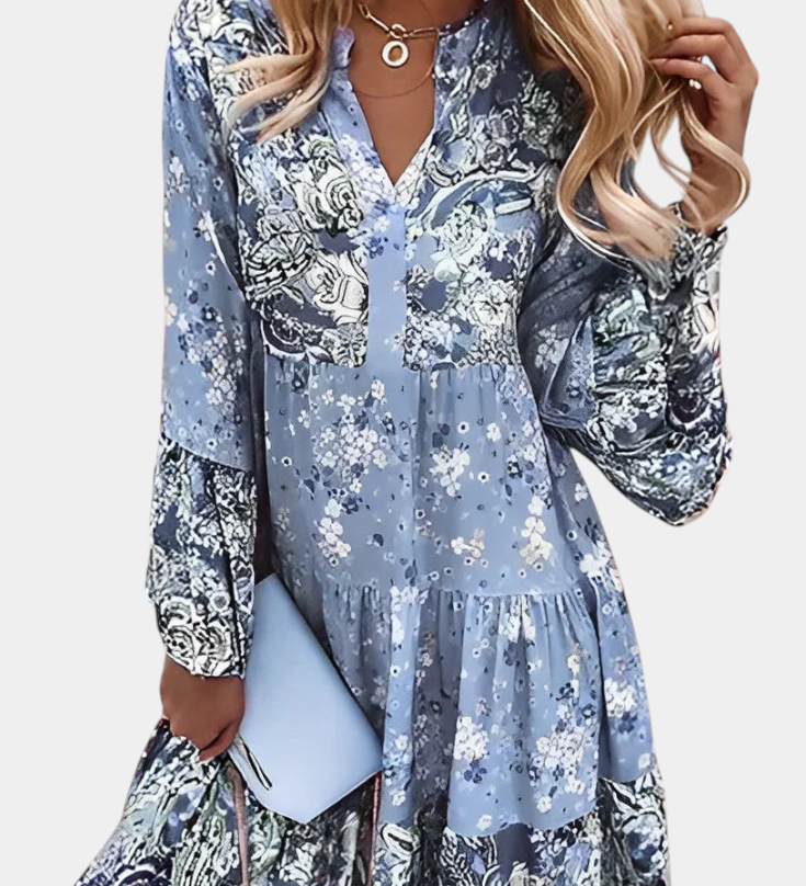 Vera Vestido Mini A-Line con Estampado Floral Boho para un Estilo Único