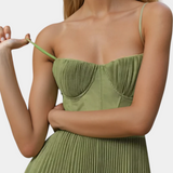 Ottilie Vestido de Chiffon Plisado con Corsé Esculpido y Encanto de Escote Corazón