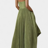 Ottilie Vestido de Chiffon Plisado con Corsé Esculpido y Encanto de Escote Corazón