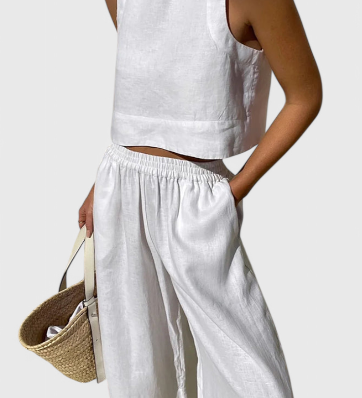 Avelina Conjunto Minimalista de Algodón y Lino Ligero para un Estilo Sofisticado