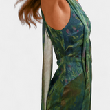 Vestido de Chiffon Moana con Estampado Inspirado en Monet - Elegancia y Estilo Acuarela