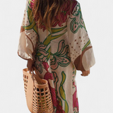 Fana Vestido Cruzado con Estampado Floral y Lazo Ajustable en la Cintura