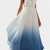 Elegante vestido maxi halter plisado Starla con detalles de perlas perfectos para ocasiones especiales