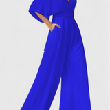 Isaura Mono Largo Elegante con Pierna Ancha y Escote en V - Look Sofisticado y Moderno
