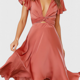 Vestido Elegante Franzi con Escote en V para un look sofisticado
