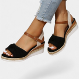 Sandalias Loura de Lona con Lazada y Plataforma Casual - Comodidad y Estilo en Cada Paso