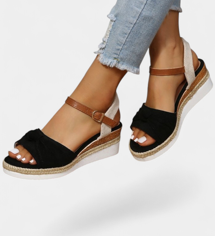 Sandalias Loura de Lona con Lazada y Plataforma Casual - Comodidad y Estilo en Cada Paso