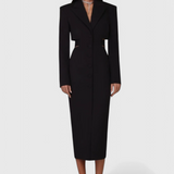 Vestido Blazer Midi Bernice con Diseño Elegante y Espalda Descubierta