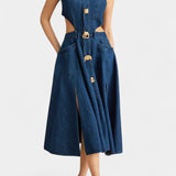 Vestido de Mezclilla Sin Mangas Alia con Diseño Moderno Elegante