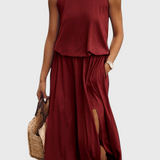 Dianne Vestido sin mangas de silueta holgada con abertura lateral para un estilo cómodo y elegante