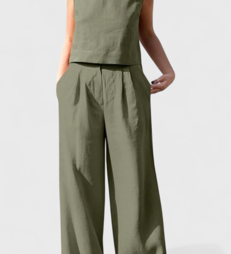 Yvanne Conjunto Vintage Sin Mangas para un Estilo de Verano Elegante