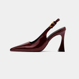 Elegantes Tacones Puntudos de Cuero Sintético para un Estilo Sofisticado