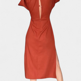 Ainhoa Vestido Casual con Nudo Frontal y Escote en V - Estilo Confort y Elegancia