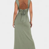 Viveka Vestido Elegante con Lazo en la Espalda y Comodidad Elástica para Corset Perfecto