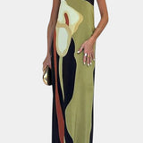 Vestido sin Tirantes con Encantador Estampado Floral de Laura