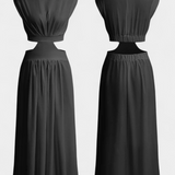 Elegante Conjunto Largo Jocelyn con Escote Alto y Detalle de Abertura Lateral para un look Minimalista y Sofisticado