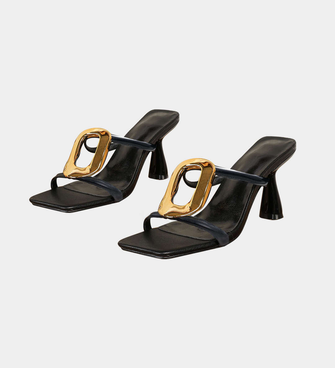 Elegantes Tacones Metálicos con Punta Cuadrada para un Estilo Moderno