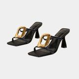 Elegantes Tacones Metálicos con Punta Cuadrada para un Estilo Moderno