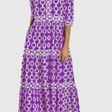 Casilda – Elegante Vestido Midi con Estampado de Cadenas para un Estilo Sofisticado