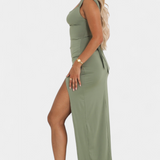 Viveka Vestido Elegante con Lazo en la Espalda y Comodidad Elástica para Corset Perfecto