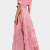 Elegante Vestido Maxi Celestine con Manga Abullonada para una Look Sofisticado