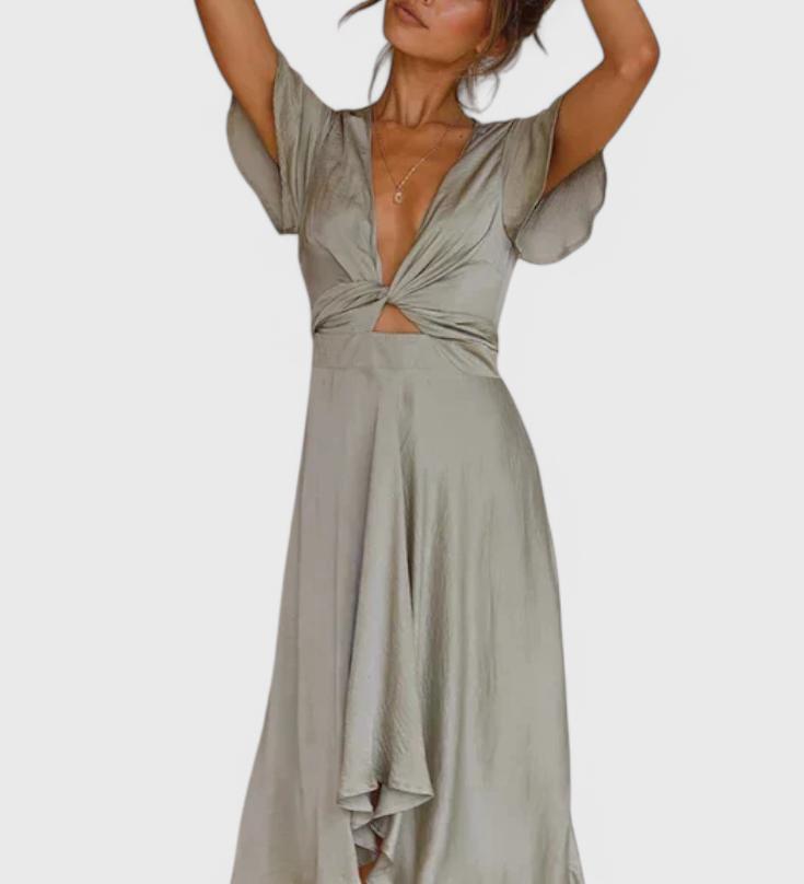 Vestido Elegante Franzi con Escote en V para un look sofisticado