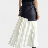 Noelle Falda Maxi Asimétrica de Chifón y Cuero Sintético - Elegancia y Estilo en un Solo Look