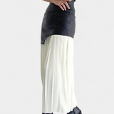 Noelle Falda Maxi Asimétrica de Chifón y Cuero Sintético - Elegancia y Estilo en un Solo Look