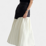 Noelle Falda Maxi Asimétrica de Chifón y Cuero Sintético - Elegancia y Estilo en un Solo Look