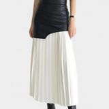 Noelle Falda Maxi Asimétrica de Chifón y Cuero Sintético - Elegancia y Estilo en un Solo Look