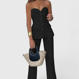 Conjunto Des Cuerpo sin Mangas y Piernas Anchas de Paesha para un Estilo Cómodo y Casual