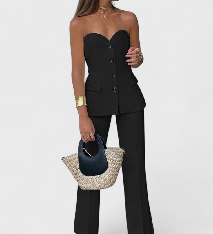 Conjunto Des Cuerpo sin Mangas y Piernas Anchas de Paesha para un Estilo Cómodo y Casual