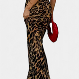 Elena Falda Maxi Slim con Elegante Estampado de Leopardo