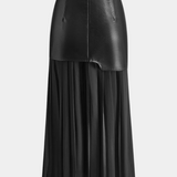 Noelle Falda Maxi Asimétrica de Chifón y Cuero Sintético - Elegancia y Estilo en un Solo Look