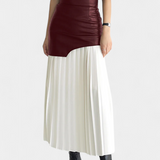 Noelle Falda Maxi Asimétrica de Chifón y Cuero Sintético - Elegancia y Estilo en un Solo Look