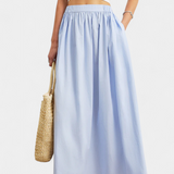 Yora Falda A-Line de Algodón con Cintura Elasticada y Bolsillos Elegantes