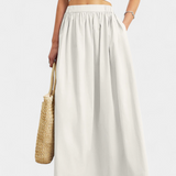 Yora Falda A-Line de Algodón con Cintura Elasticada y Bolsillos Elegantes