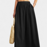 Yora Falda A-Line de Algodón con Cintura Elasticada y Bolsillos Elegantes