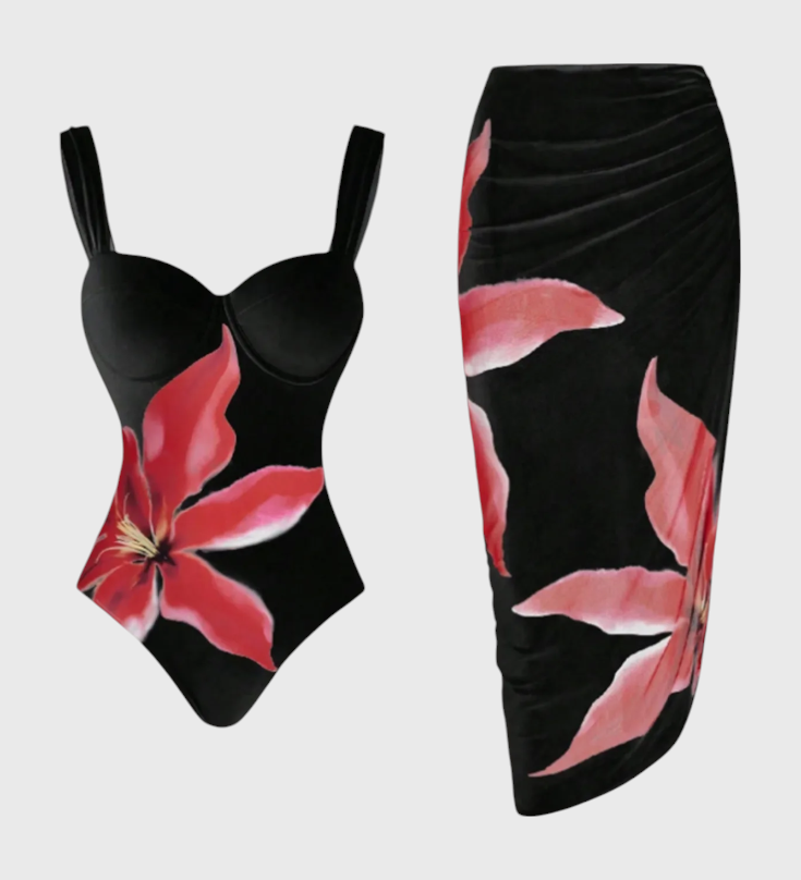 Sarah Conjunto de Baño de Dos Piezas con Diseño Floral Elegante