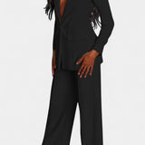 Conjunto de Blazer a Medida y Pantalones de Pierna Ancha de Estilo Elegante y Moderno