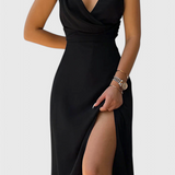 Vestido Elina de Corte Fluido con Escote en V para un Estilo Elegante y Cómodo