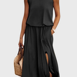 Dianne Vestido sin mangas de silueta holgada con abertura lateral para un estilo cómodo y elegante