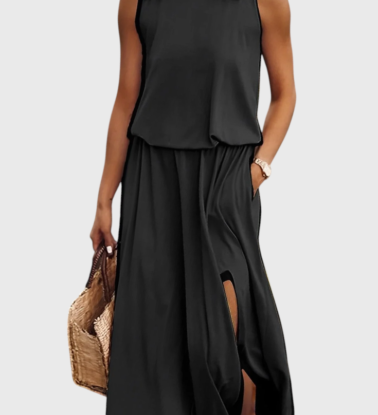 Dianne Vestido sin mangas de silueta holgada con abertura lateral para un estilo cómodo y elegante