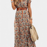 Vestido Boho de Verano Anfisa con Cinturón y Escote en V - Estilo y Comodidad en tu Look