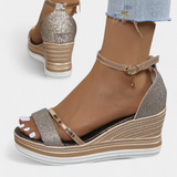 Corinne Sandalias Ortopédicas con Plataforma Wedge y Brillante Acabado para Estilo y Comodidad
