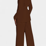 Conjunto de Blazer a Medida y Pantalones de Pierna Ancha de Estilo Elegante y Moderno