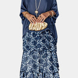 Vestido Maxi Caroline de Estampado con Mangas Batwing para un Estilo Elegante